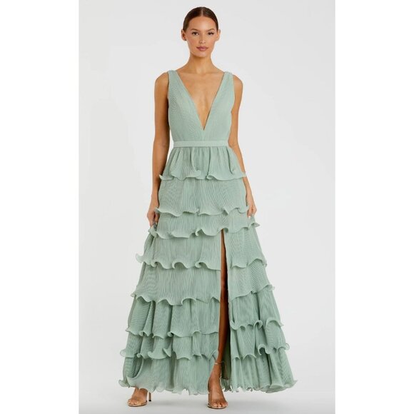 Mac Duggal Dresses & Skirts - Mac Duggal Mint Green Ruffled Maxi Dress